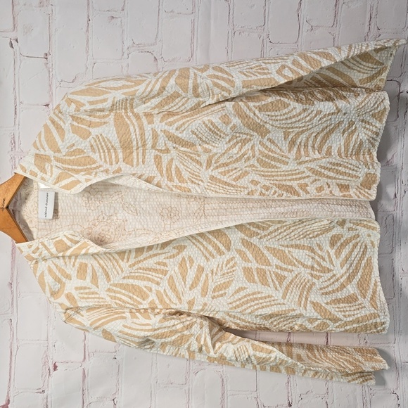 Alfred Dunner Lightweight Beachy Tan And White Jacket Womens Size 12 - Picture 1 of 12